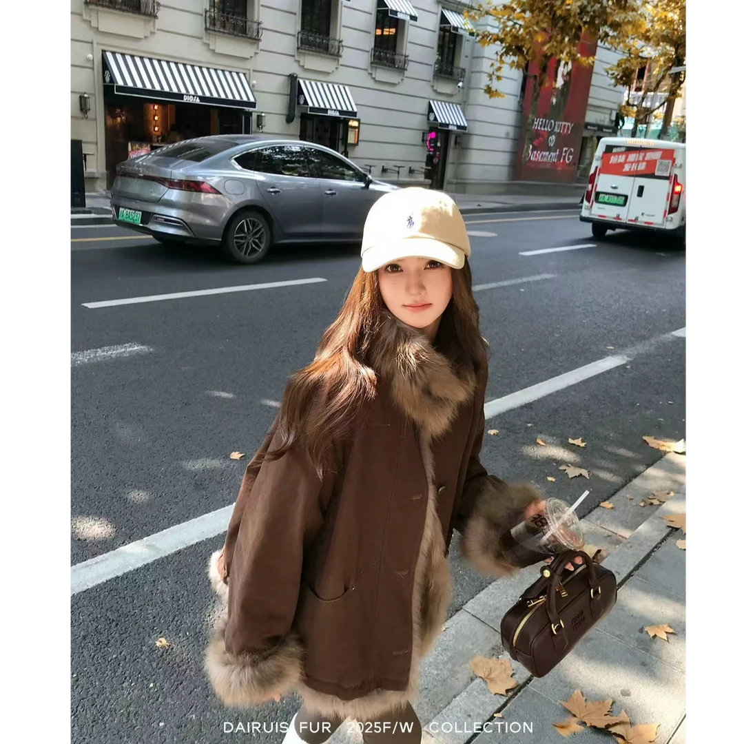 "巴恩派克"毛毛双面穿派克服女复古巴恩时髦外套