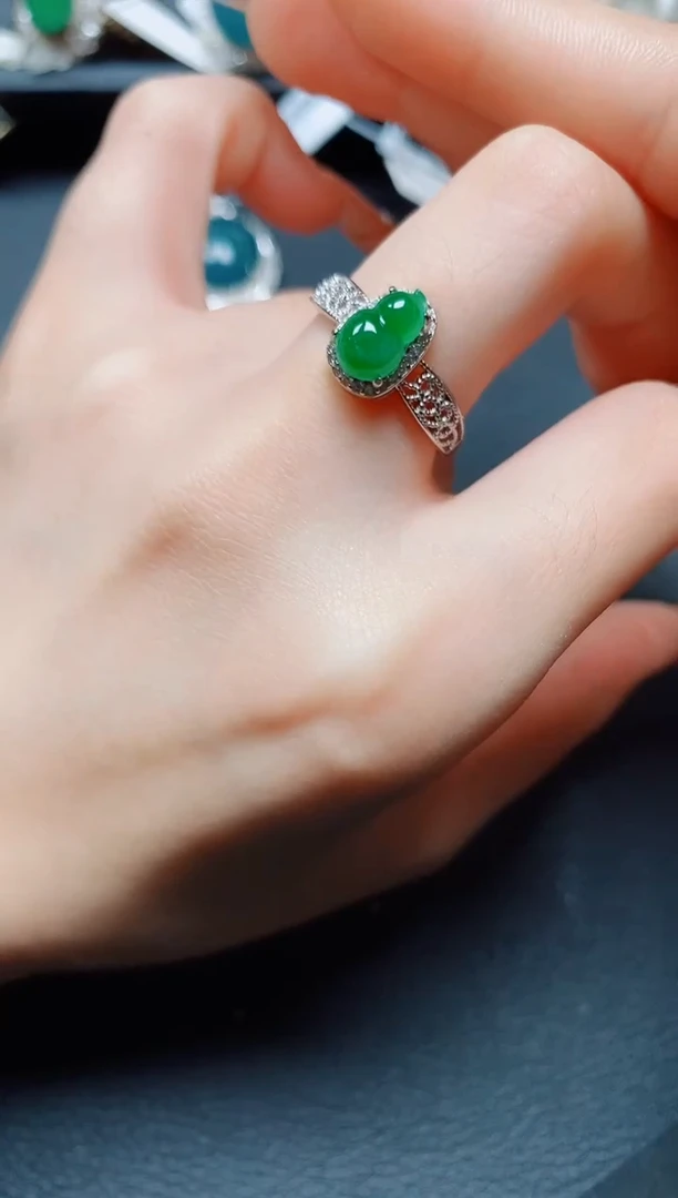银S925镶嵌戒指翡翠翡翠