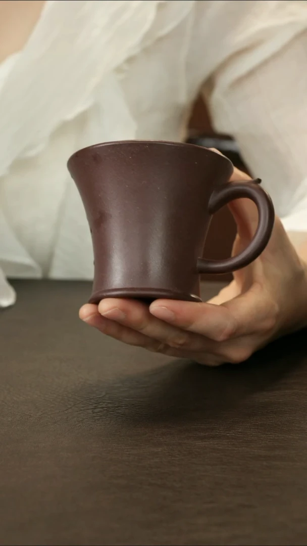茶杯紫砂老紫泥 把杯 150cc