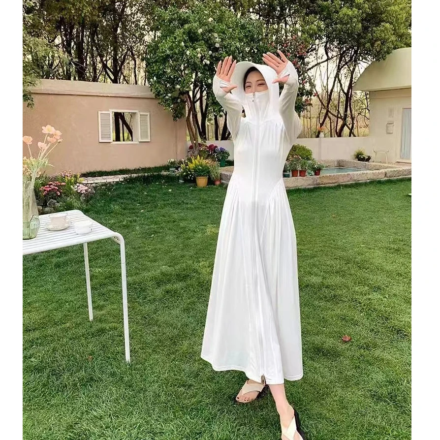 升级款长裙款衣户外连帽薄款冰感连衣裙防紫外线修身R198