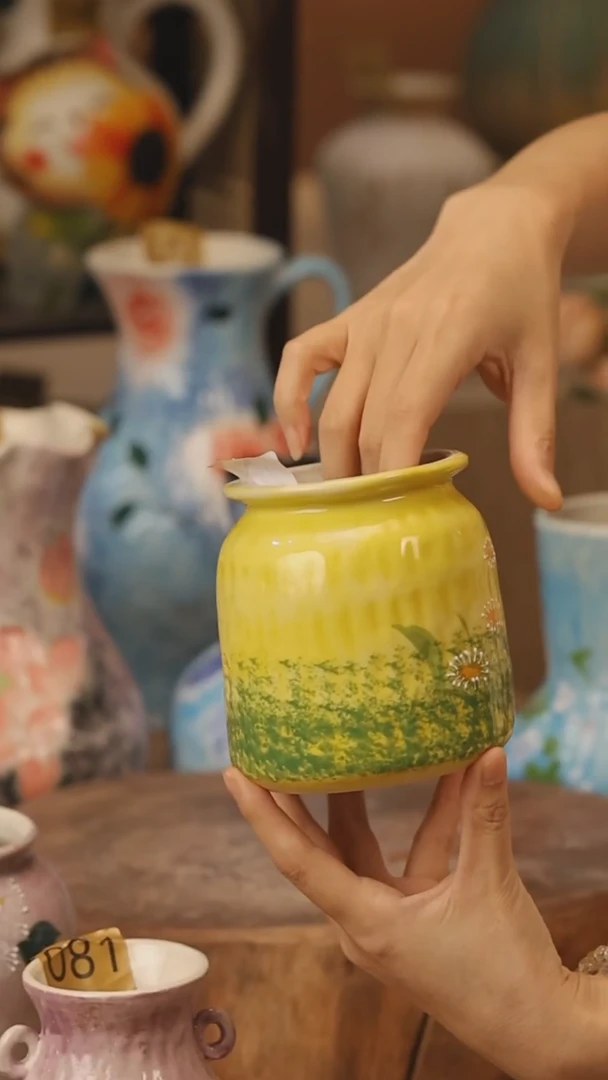 陶瓷268景德镇设计师手作花器摆件侘寂风