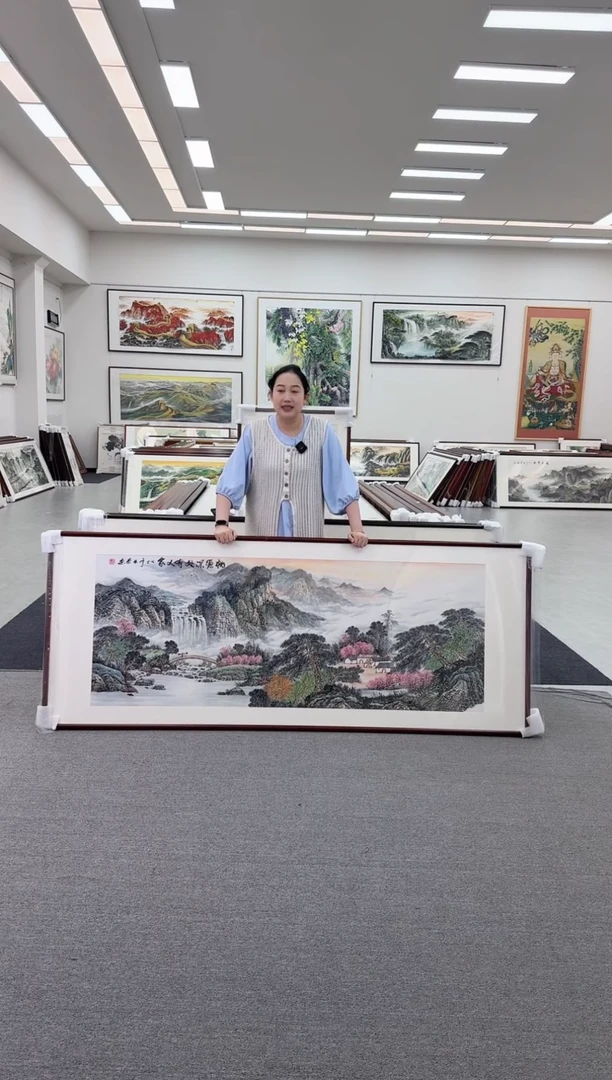 国画手绘 桃园深处有人家 219*88