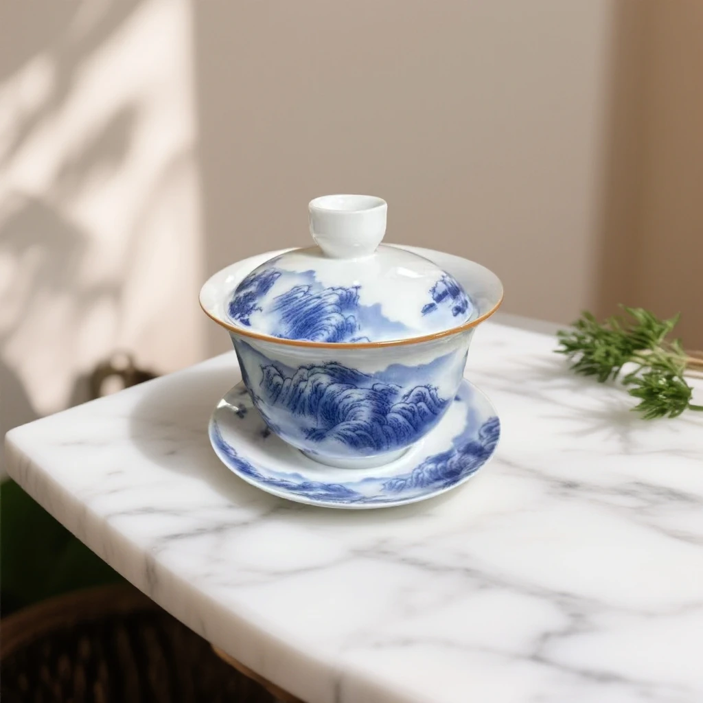 【方寸间-极】有器白瓷青花盖碗