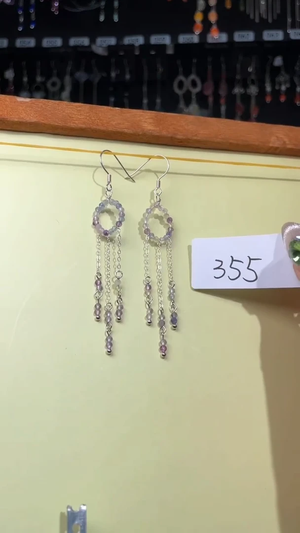 紫晶耳饰银S925镶嵌喜欢拍