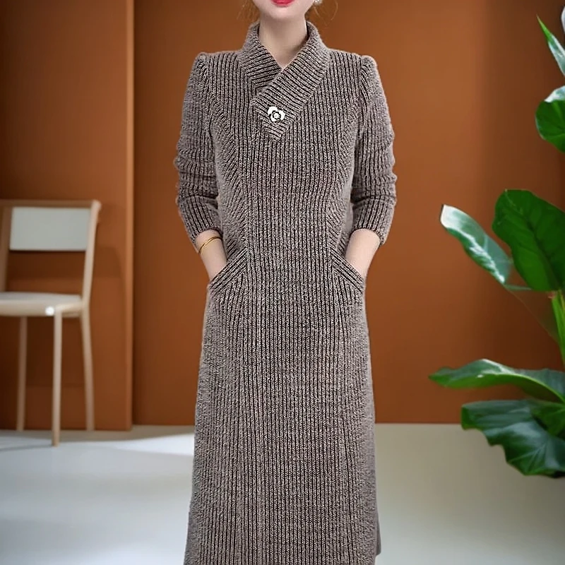 连衣裙2024秋冬季爆款时尚阔太太高贵洋气