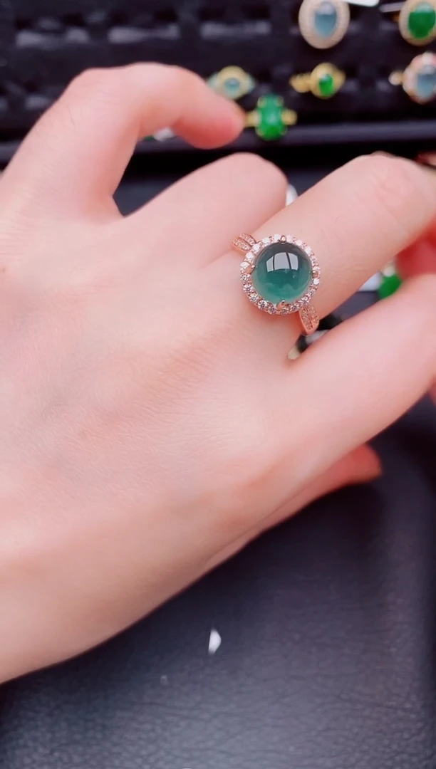 【闪购商品】翡翠戒指银S925镶嵌天然a货翡翠938