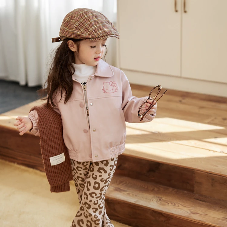 小O宝Okids童装 宝宝豹纹套系2024冬季新款卡通上衣 OLT94194