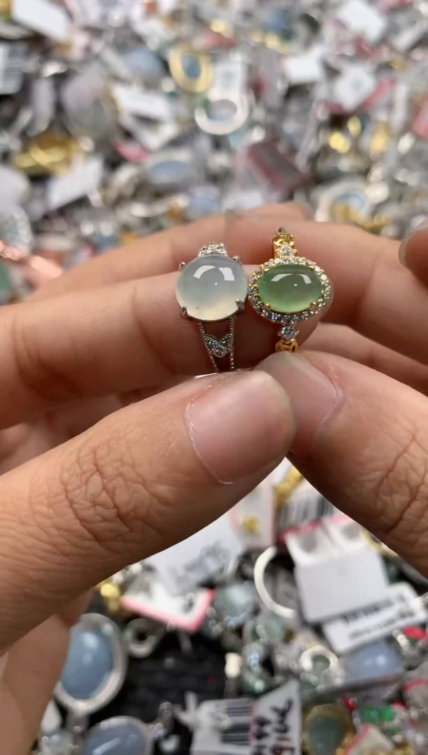 银S925镶嵌戒指翡翠10                4