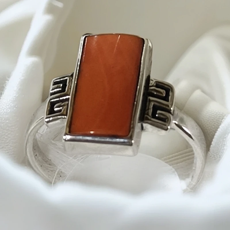 足银戒指 蒙古族元素 原创设计  旭日复古大方款