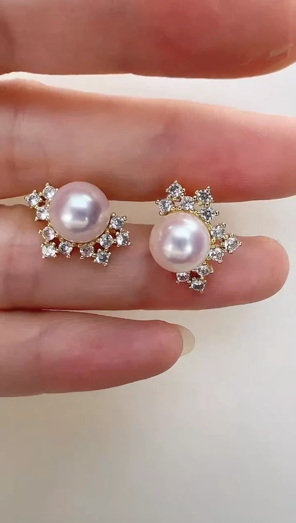 【闪购商品】淡水珍珠耳饰合金半片雪花