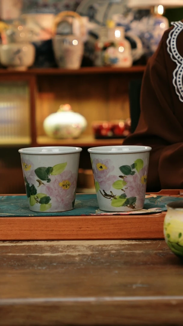 瓷片景德镇纯手工釉下彩精品茶具水杯