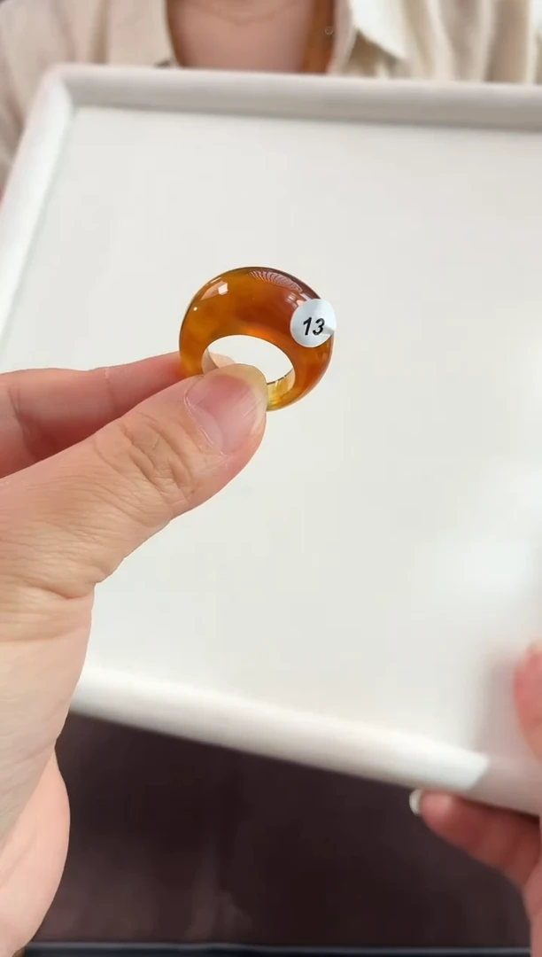琥珀未镶嵌戒指13琥珀指环12.5码