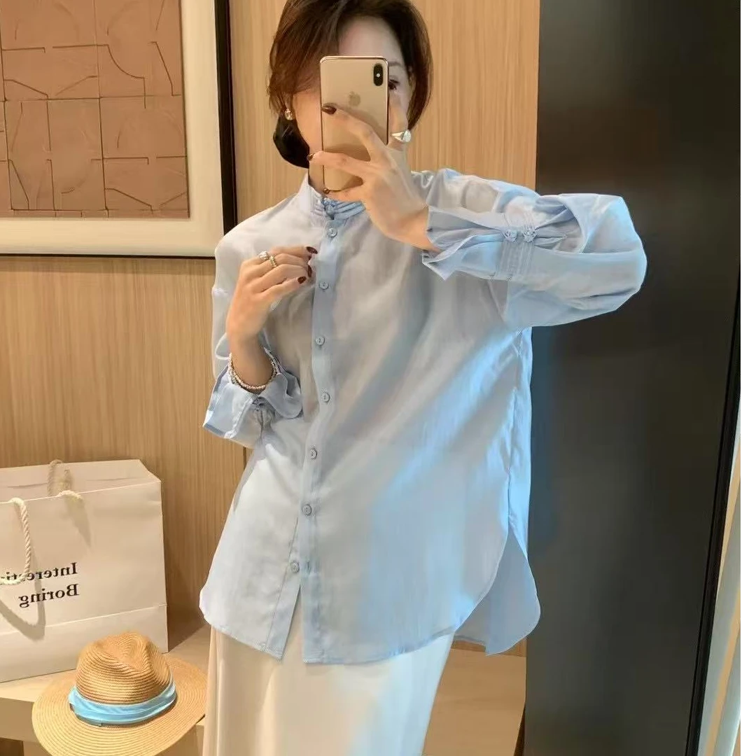 夏季新款四色开衫中式衬衫