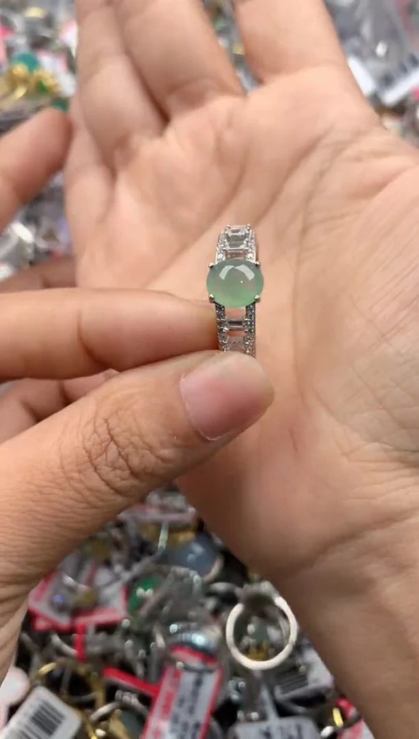 银S925镶嵌戒指翡翠222----1