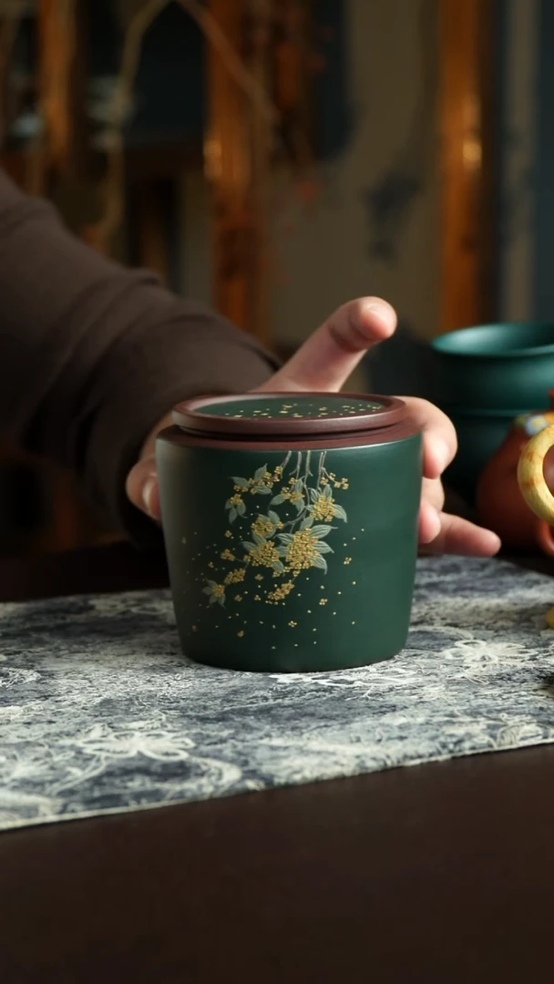 茶杯紫砂15号 桂花茶叶罐 宜兴紫砂原矿作品