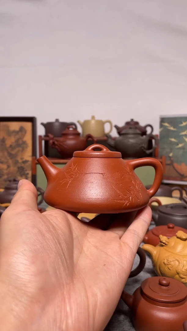 茶壶紫砂封釉黄龙山红泥子冶石瓢200cc