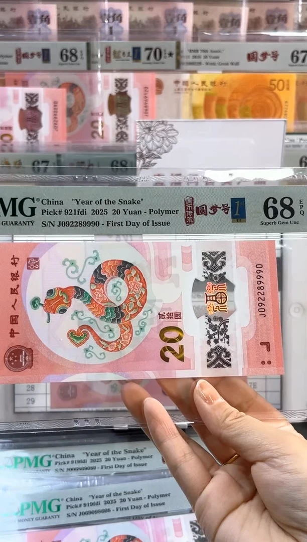 塑料蛇钞圆梦号四标首日PMG68分尾9990