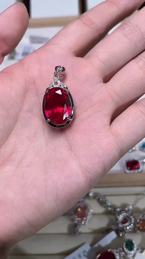 合金合成钻石红宝吊坠5