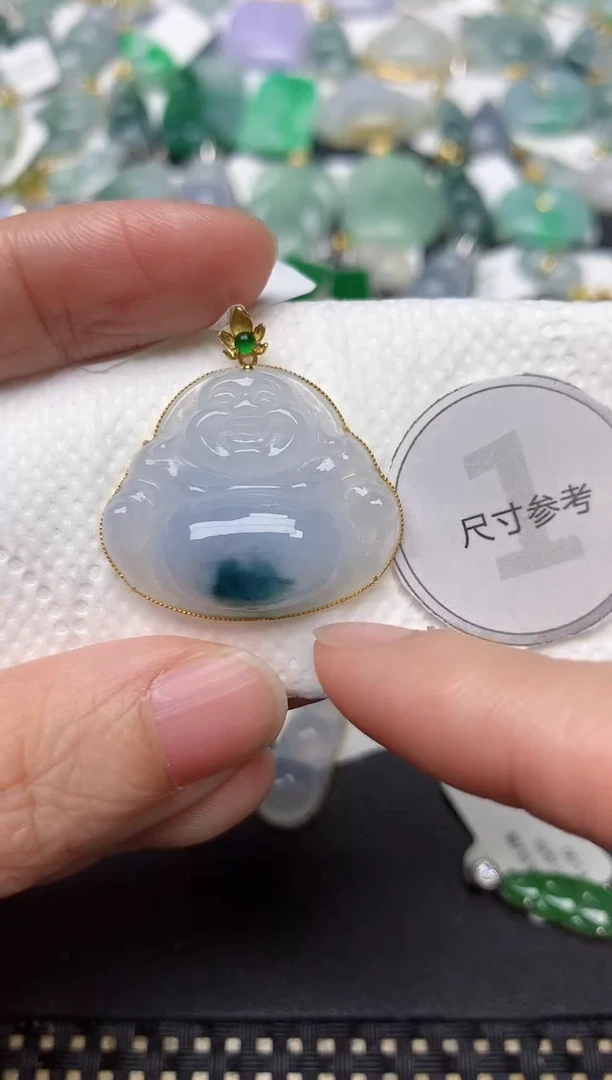 颈饰18K金镶嵌翡翠天然缅甸A货翡翠