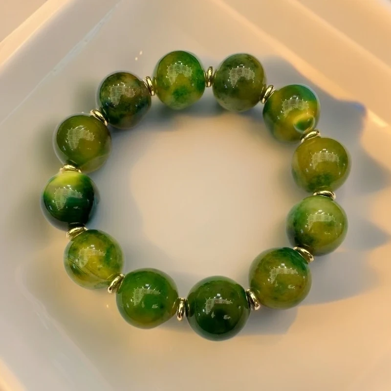 【丹丹甄选】春意盎然翠色欲流玛瑙匠心合金镶嵌手串【XBR35】