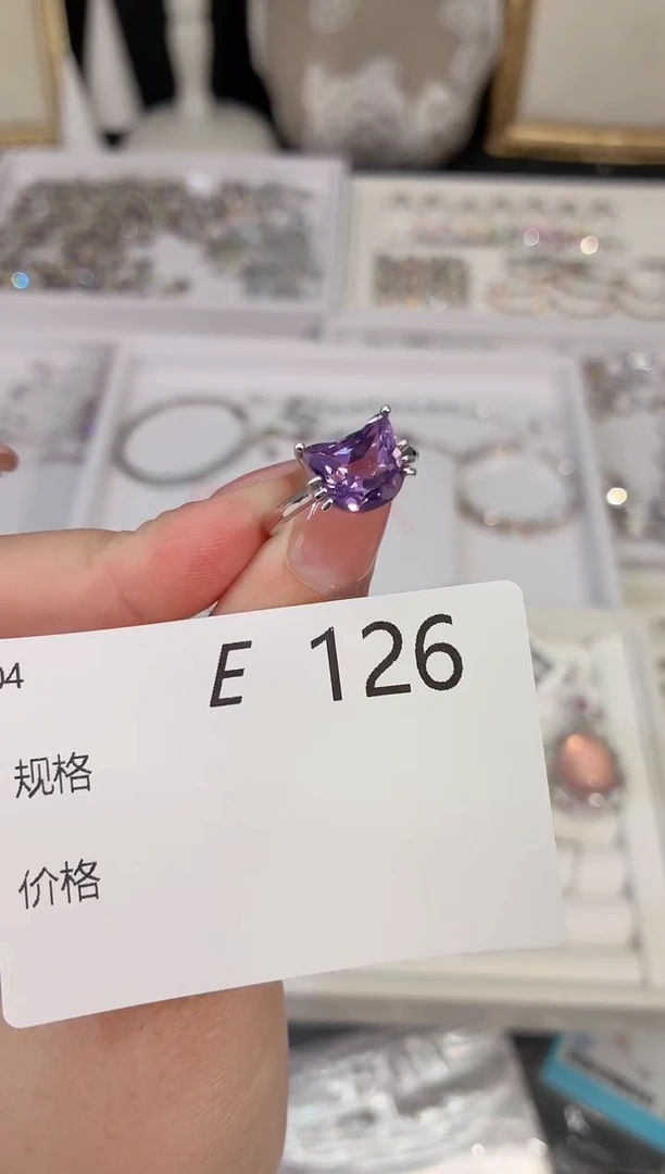 水晶戒指银S925镶嵌多样性发一E126