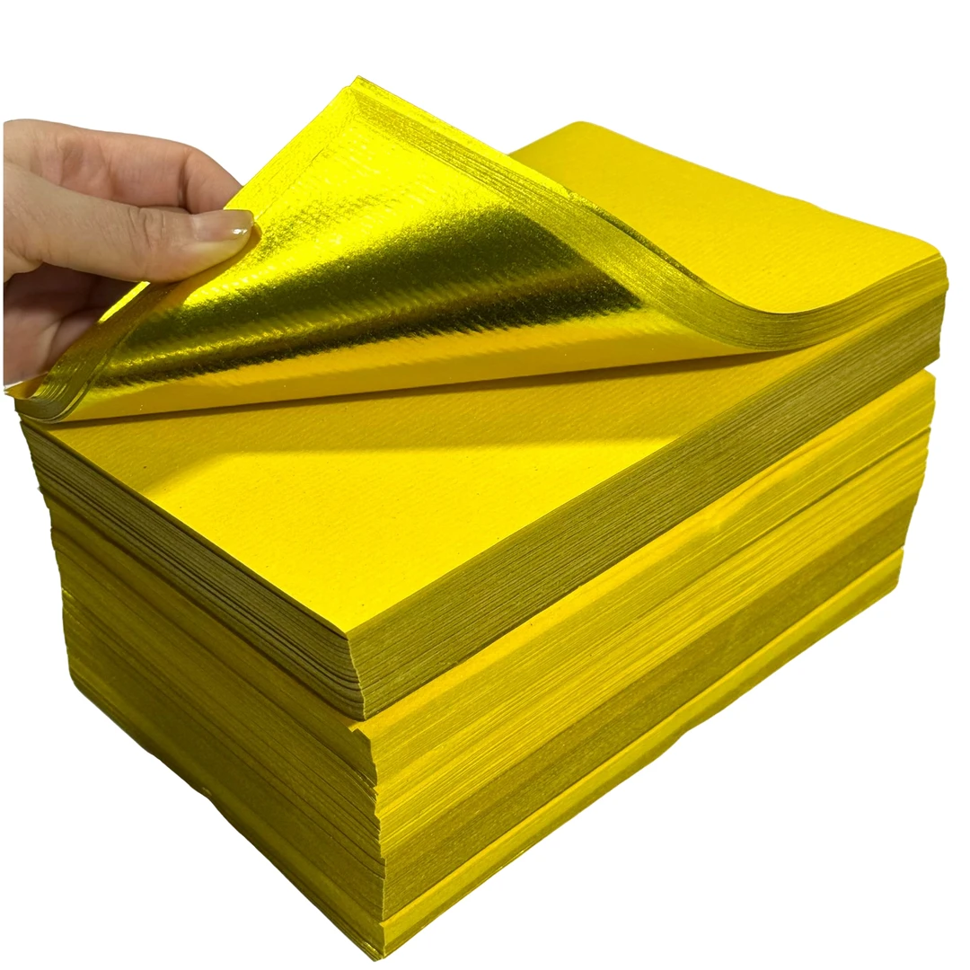 双面黄色折纸上海金色，金箔手工折纸