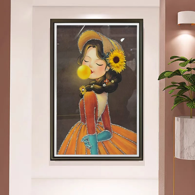 DF248泡泡女孩装饰画儿童房客厅卧室墙面挂画现代简约床头玄关画