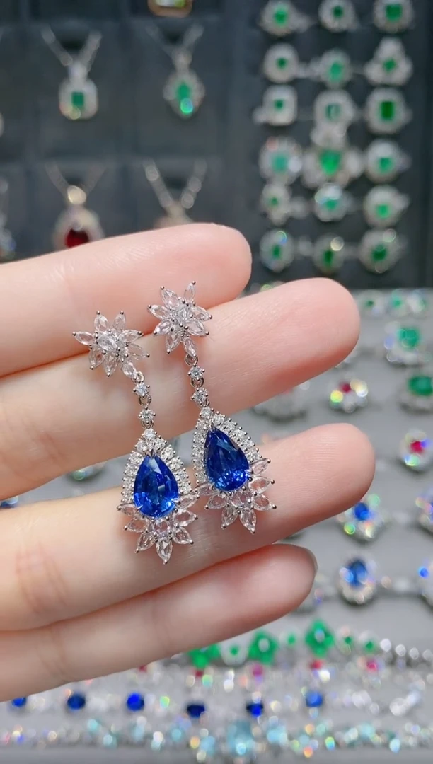 18K金耳饰拆单2蓝宝石18K金镶嵌书*.