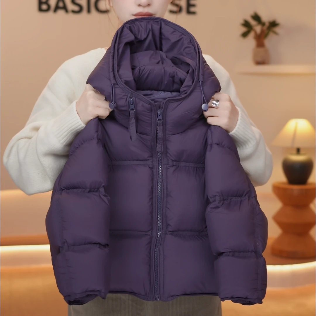 「专属」25冬季新款男女童高级连帽白鸭绒羽绒服帅气百搭时尚韩版紫