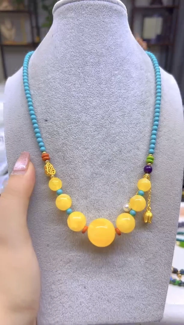 未镶嵌颈饰蜜蜡DIY款X665