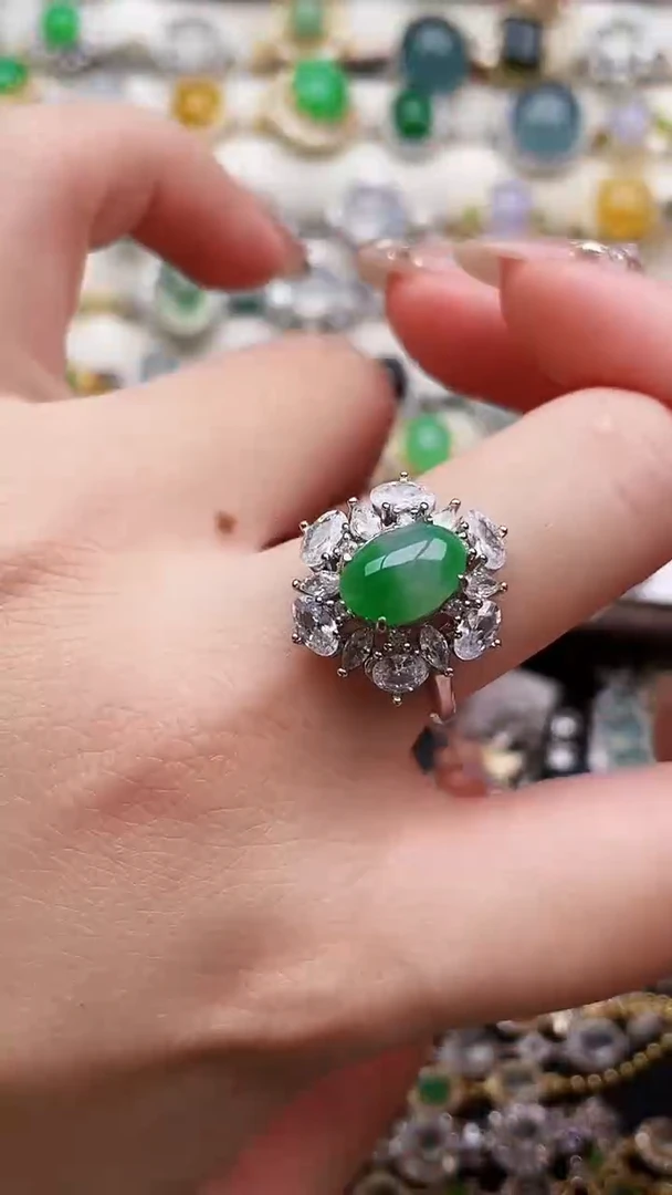 银S925镶嵌戒指翡翠125