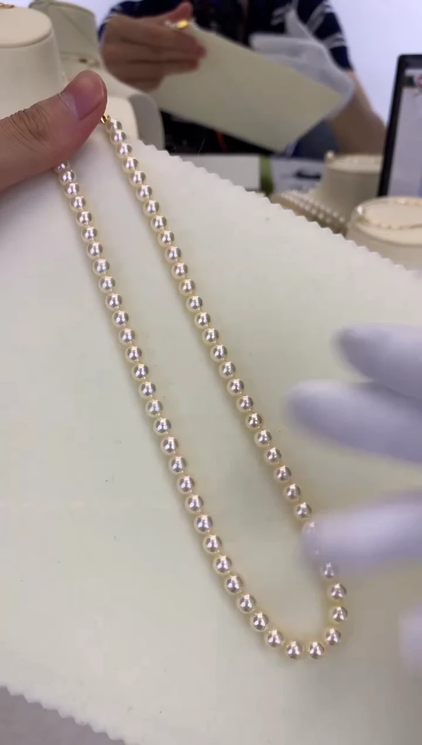 银S925镶嵌DA海水珍珠 GD021 6-6.5 羽皇金串链