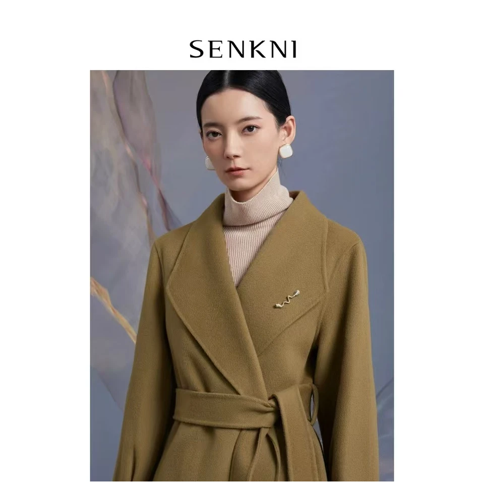senkni/圣可尼高级感气质中长双面呢美拉德大衣S304304MG