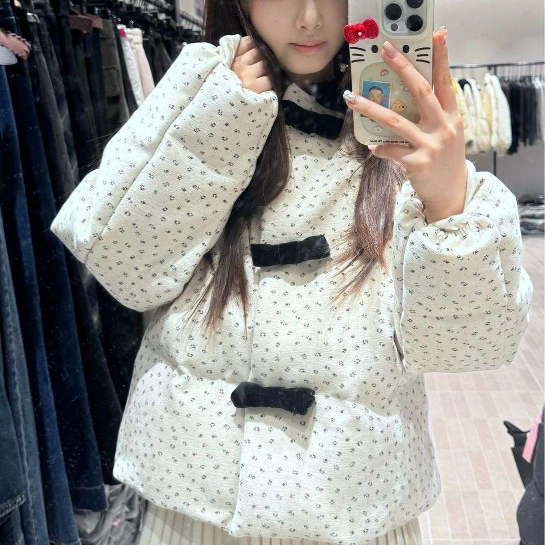 森系立领白色冬季短款毛领INS风ins甜美时尚套装秋冬