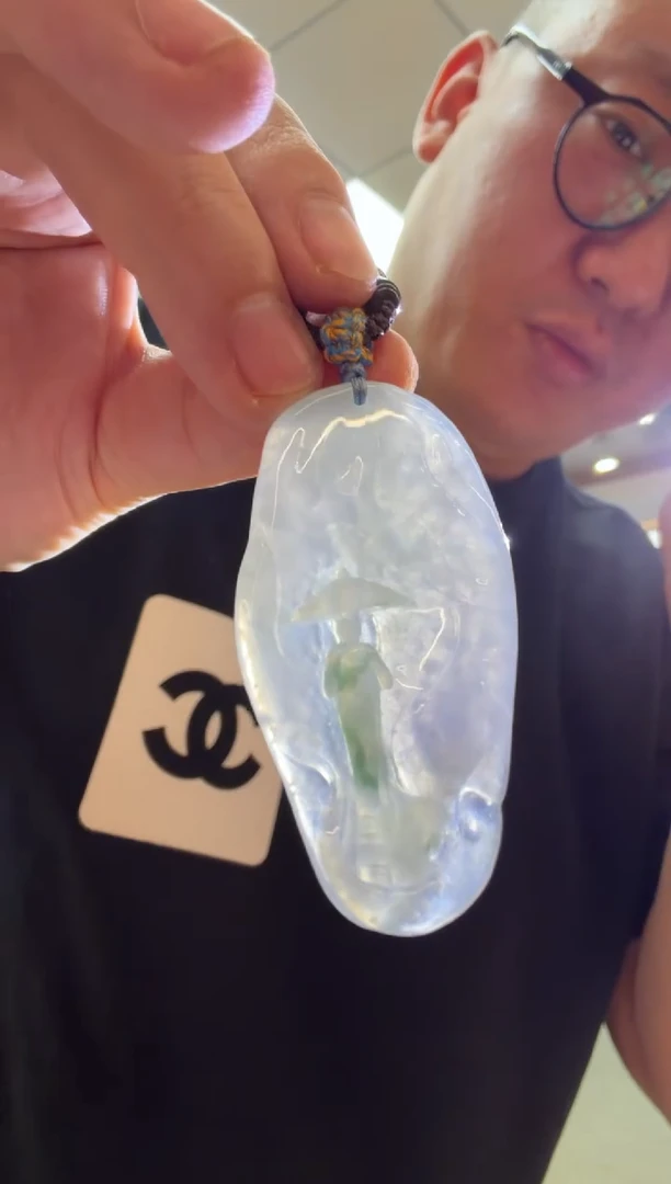 未镶嵌挂件翡翠A货翡翠孤品国雕谢林工