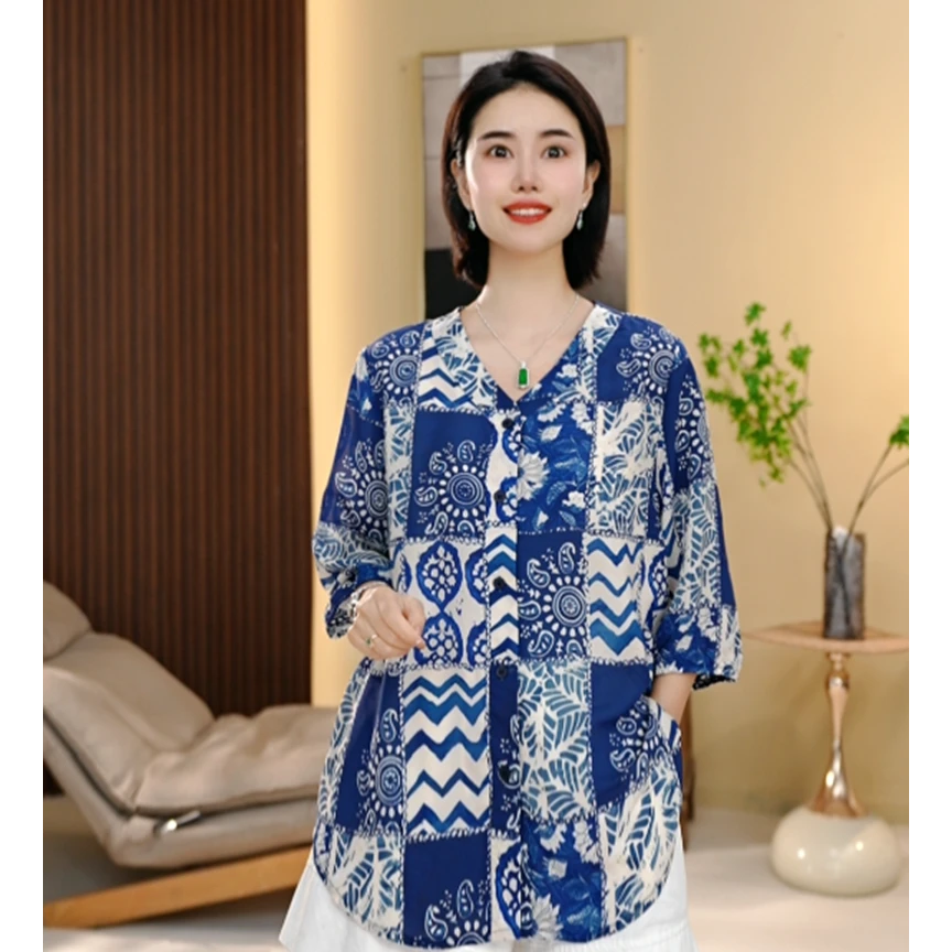 BEIJU 2025新款时尚气质百搭显瘦轻奢洋气设计感印花衬衫女5494