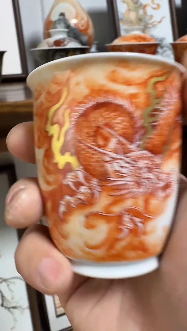 c****！描金龙小杠杯1个