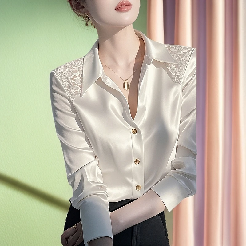 白色衬衫今年流行爆款高级感轻奢减龄洋气气质打底内搭上衣2025秋
