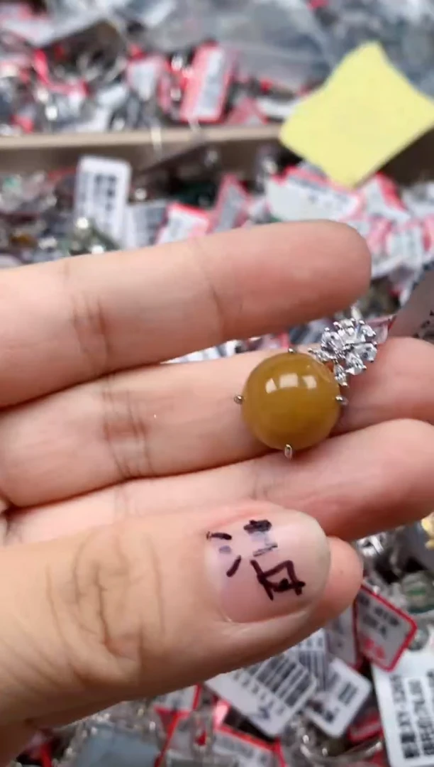 银S925镶嵌戒指翡翠天然A货缅甸翡翠