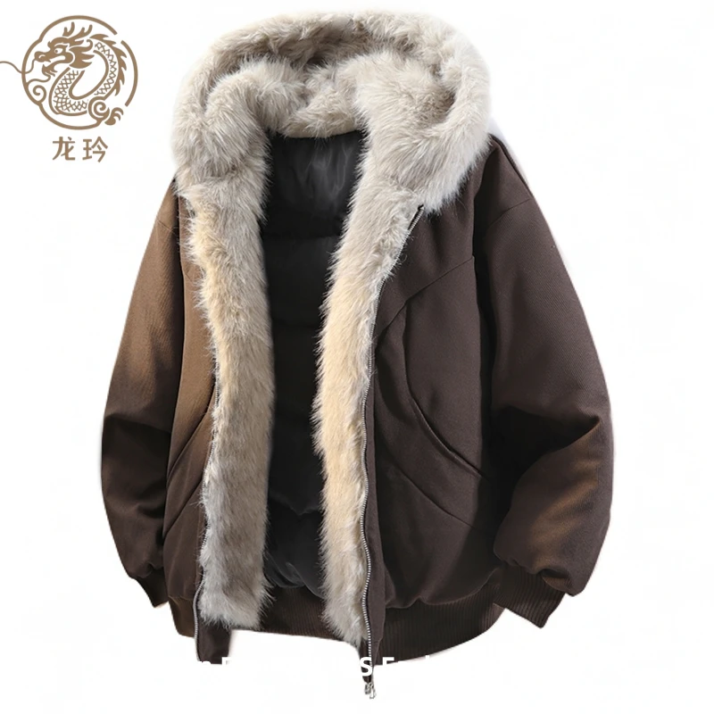 香港潮牌专柜座山雕羽绒服男女同款冬季防风保暖加厚连帽毛领外套