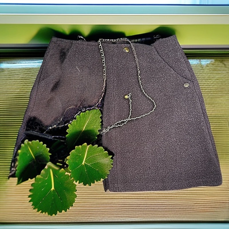 休闲百搭小香风防走光毛呢轻奢时尚A字短裙女收腰显瘦包臀半身裙