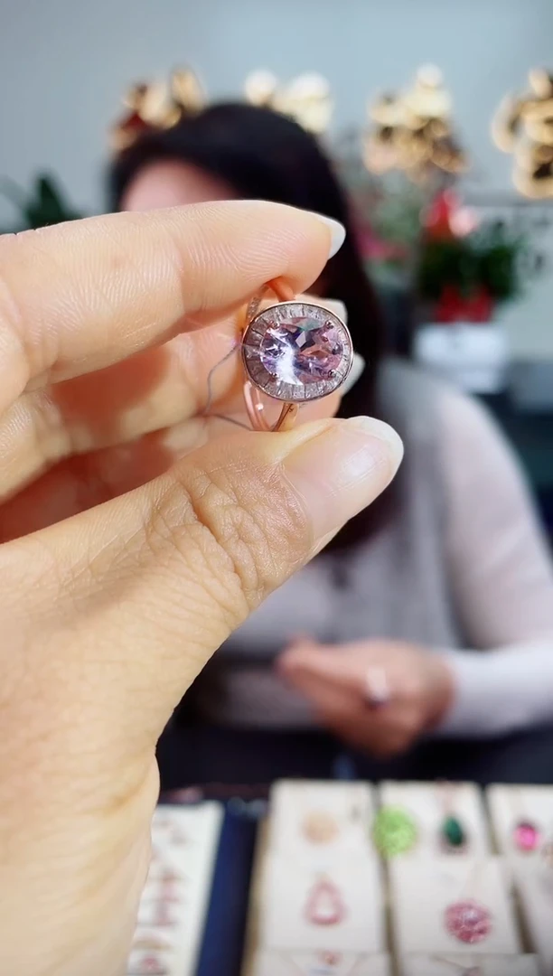 【闪购商品】绿柱石（摩根石）戒指银S925镶嵌戒指