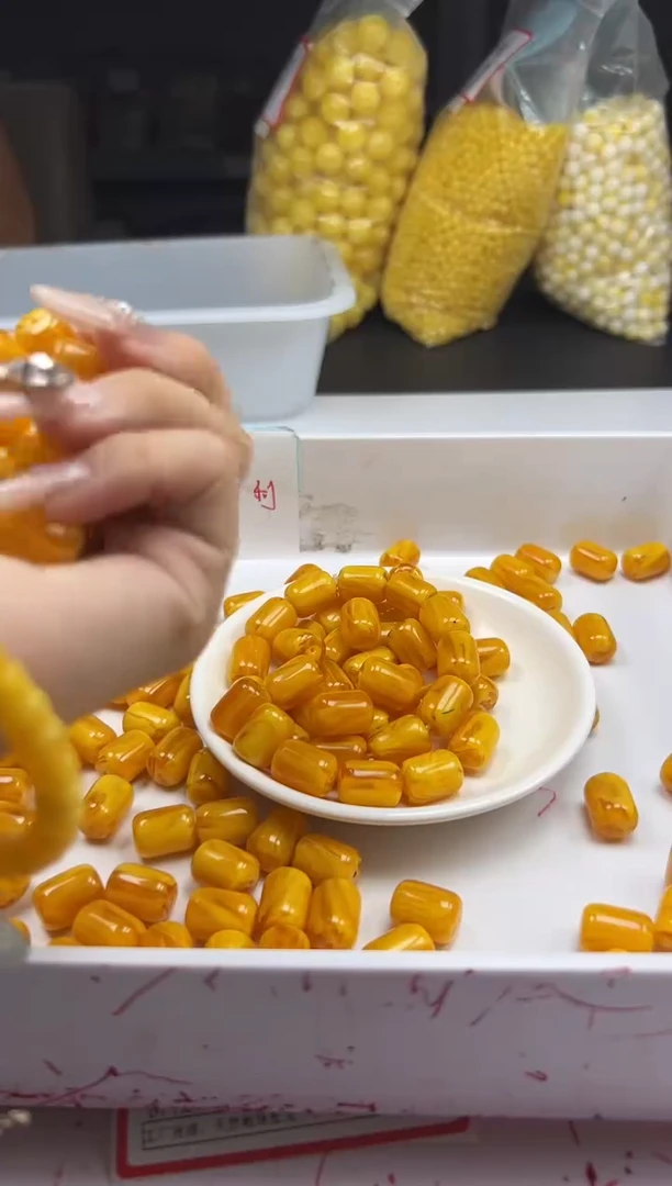 蜜蜡颈饰未镶嵌w103蜜蜡直切桶珠12*9mm*6颗