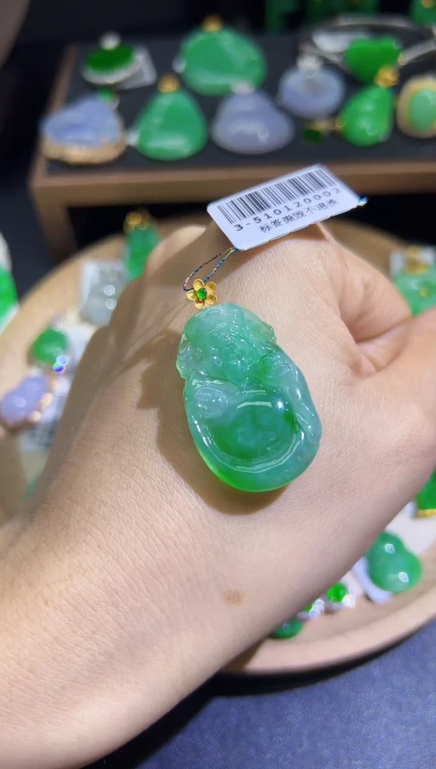 【闪购商品】翡翠颈饰18K金镶嵌Q缅料A货翡翠/支持复检/一件