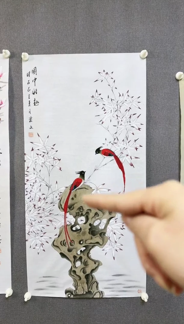 国画国画手绘工笔画《园中雅趣》