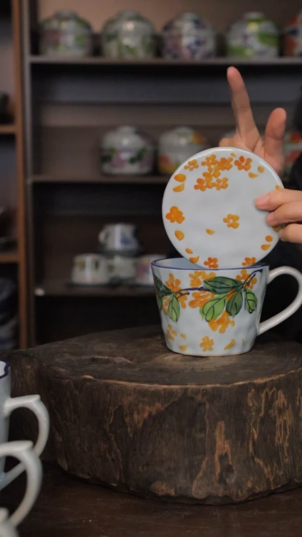 【闪购商品】椿野锤纹盖杯-300ml（桂花）C190