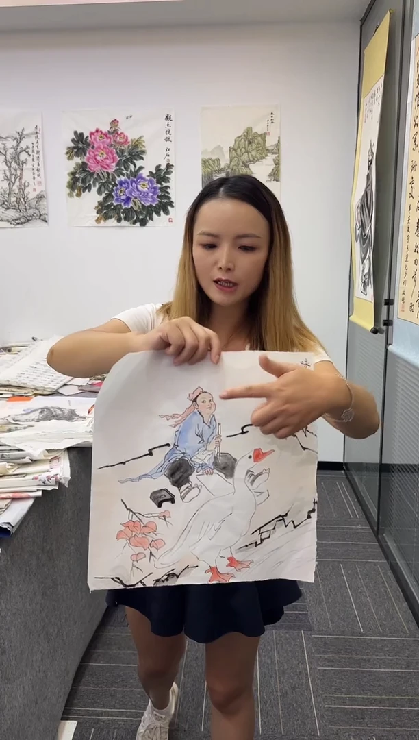 国画国画国画鉴赏手绘实稿 人物小画 34*34 -随机发