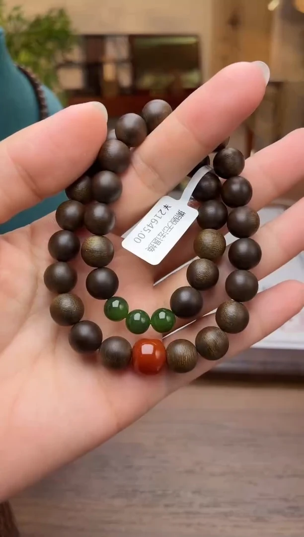 沉香手串沉香【非遗】芽庄帝王白棋楠10双圈沉水设计