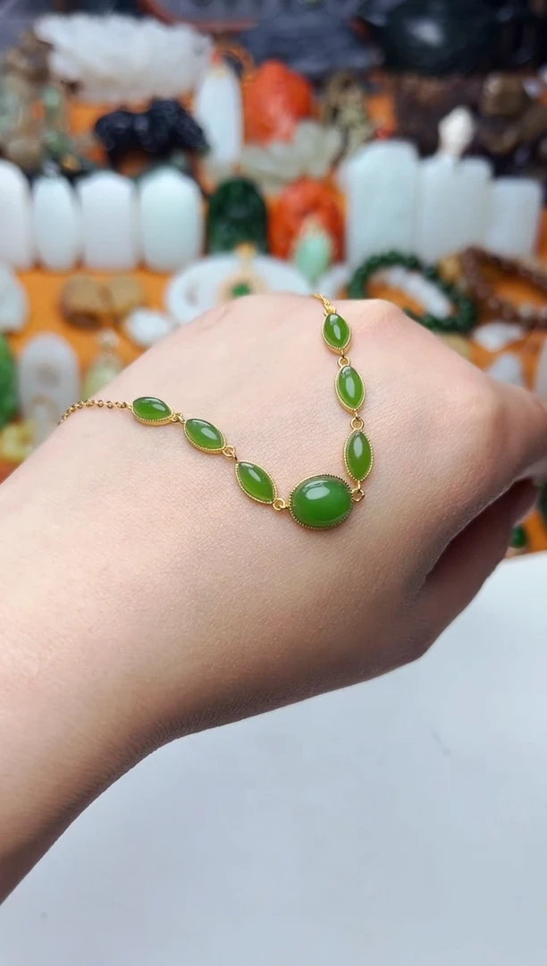 【闪购商品】和田玉手链银S925镶嵌手链