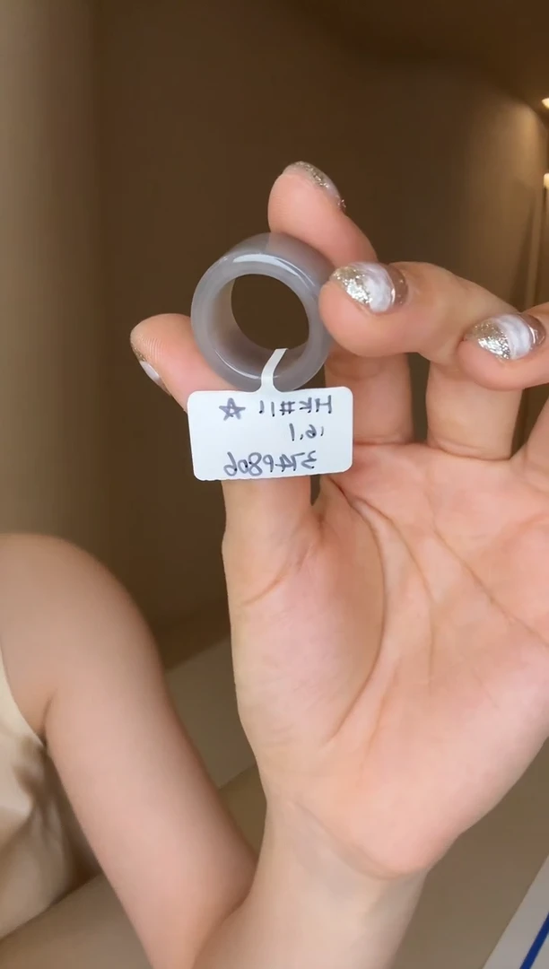 和田玉戒指未镶嵌11码烟紫直切多样性发其一